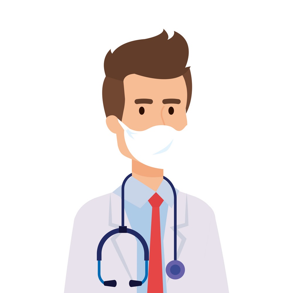 doctor male with face mask isolated icon